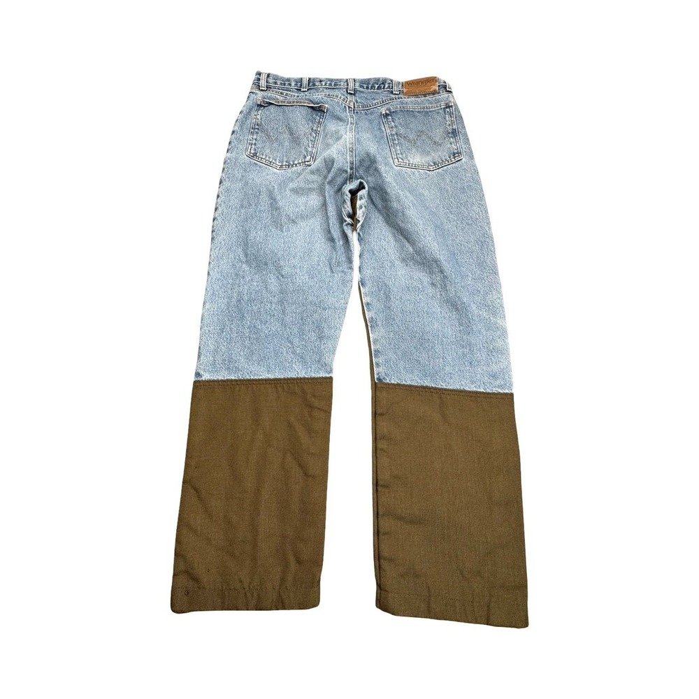 Wrangler Jeans Mens 32x30 Blue Brown Pro Gear Hunting Brush Guard Straight Leg - Picture 2 of 12